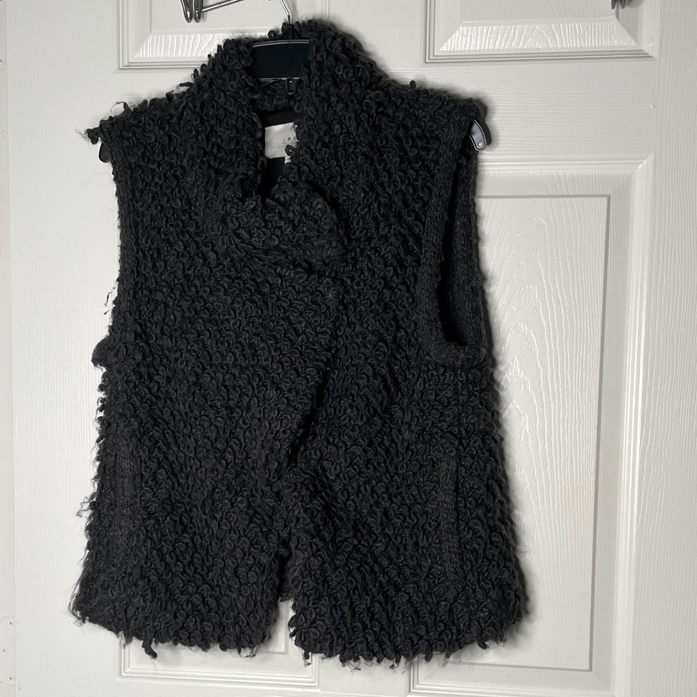 Iro Catleen Boucle Knit Sweater Vest Cowl Neck Sleeveless Jacket Wool Blend